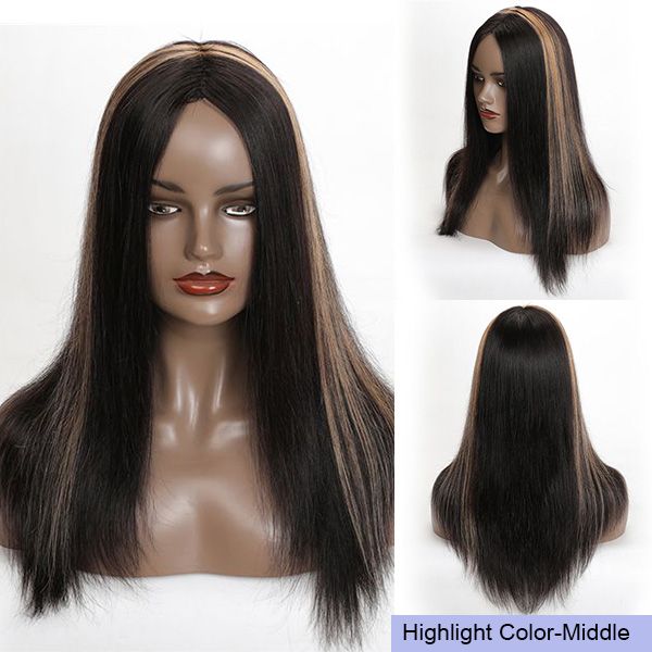highlight_colored_wig_straight_hair_wig_non_lace_human_hair_wigs_0824_5_